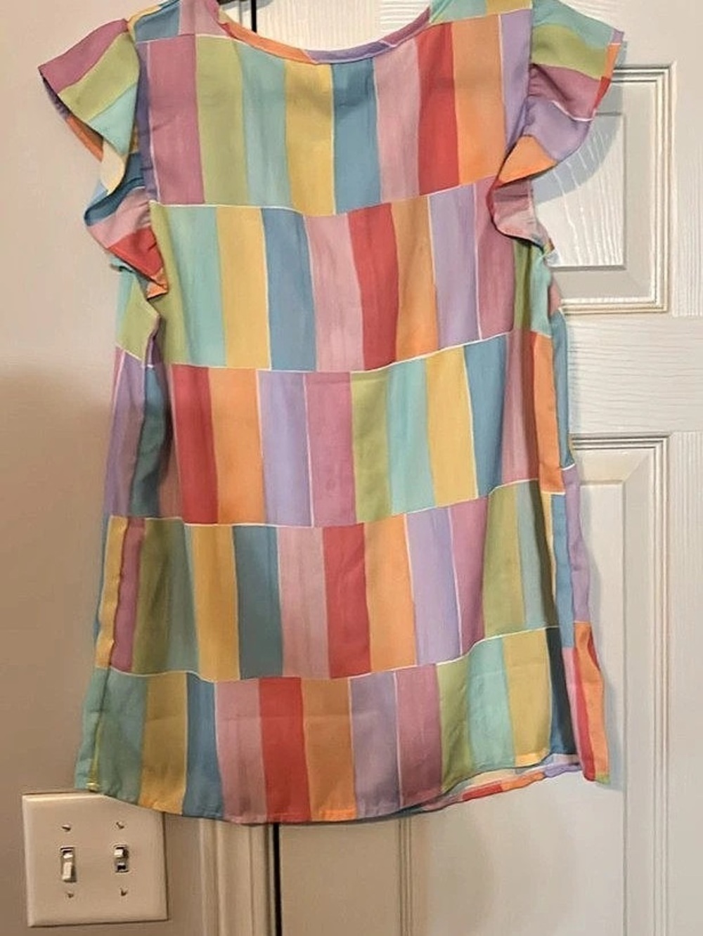 BiBi Kids Multicolor Color Block Ruffle Sleeve Top - Picture 2 of 2